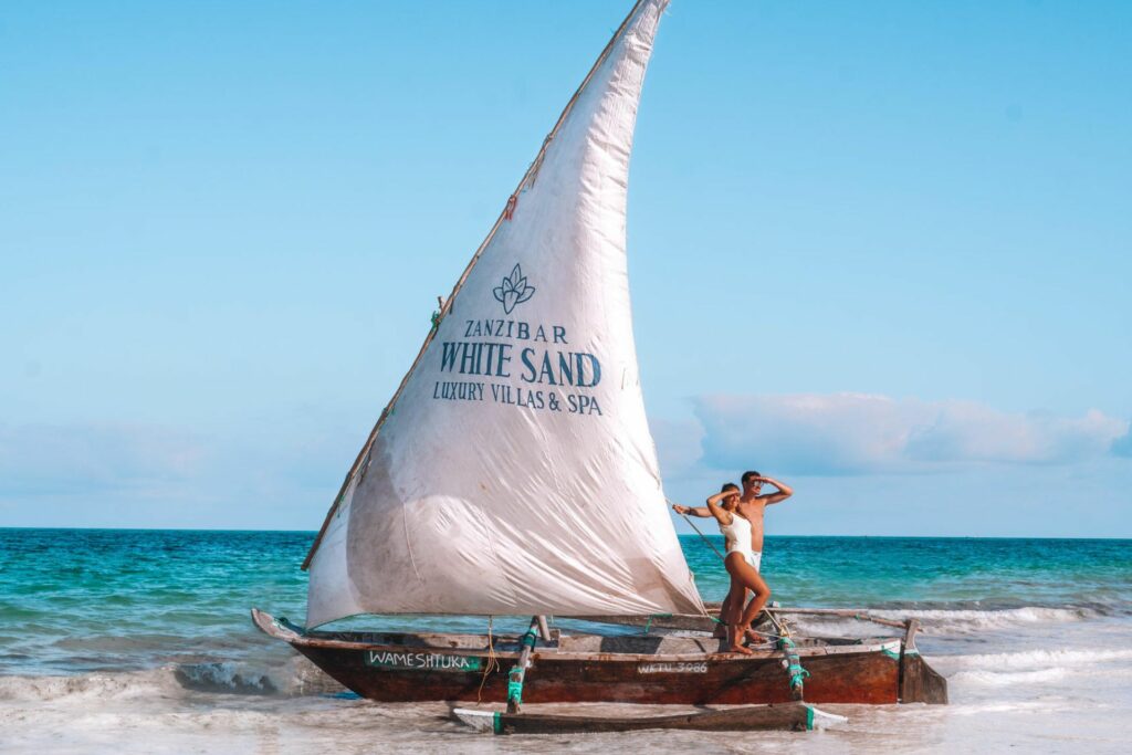 Traditional sailing boat at White Sand Luxury Villas & Spa with African Safari Excellence